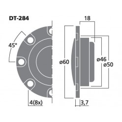 Monacor DT-284 Para kopułkowych głośników wysokotonowych, 100W MAX /60W RMS /4Ω